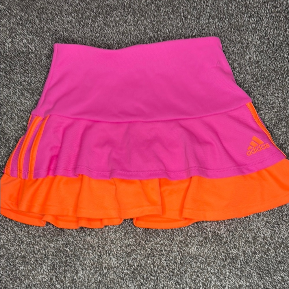 Adidas Pink and Orange Ruffled Skater Skort